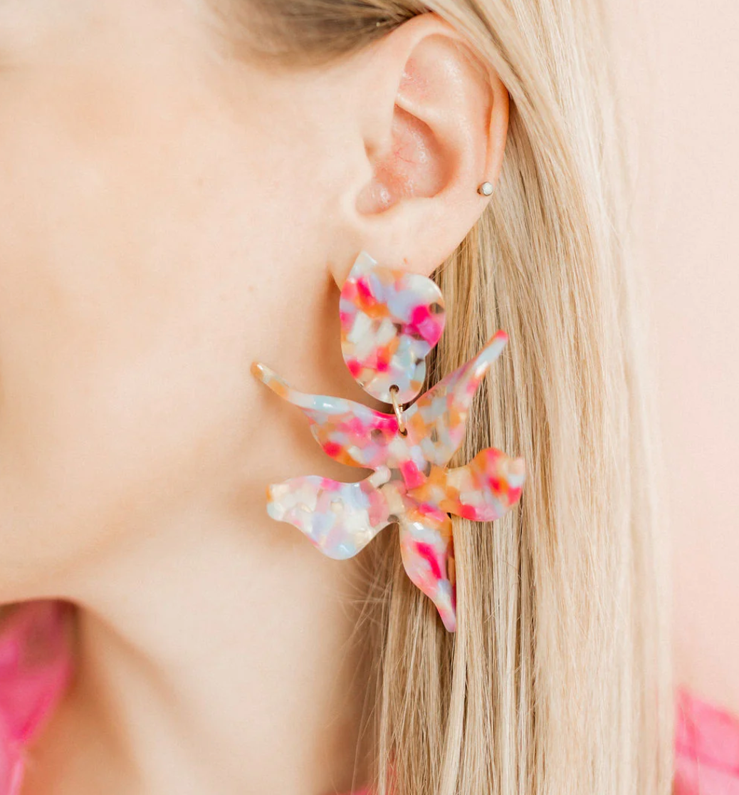 Linny Co "Dove Blue" Flora Statement Earrings