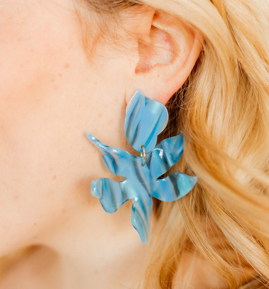 Linny Co "Dove Blue" Flora Statement Earrings