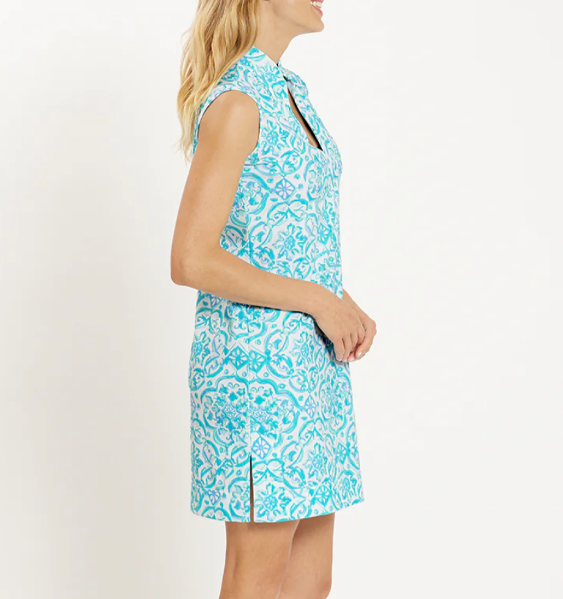Jude Connally "Kristen" Dress In Painted Tile Aqua