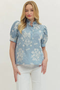 Entro Denim Floral Top