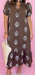 Entro Brown and White Floral Dress