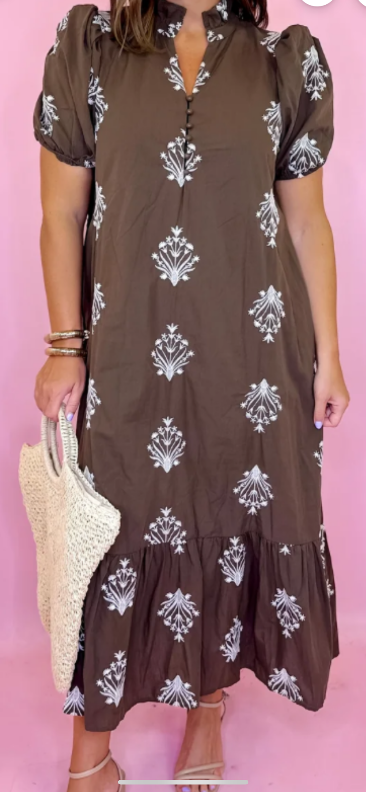 Entro Brown and White Floral Dress