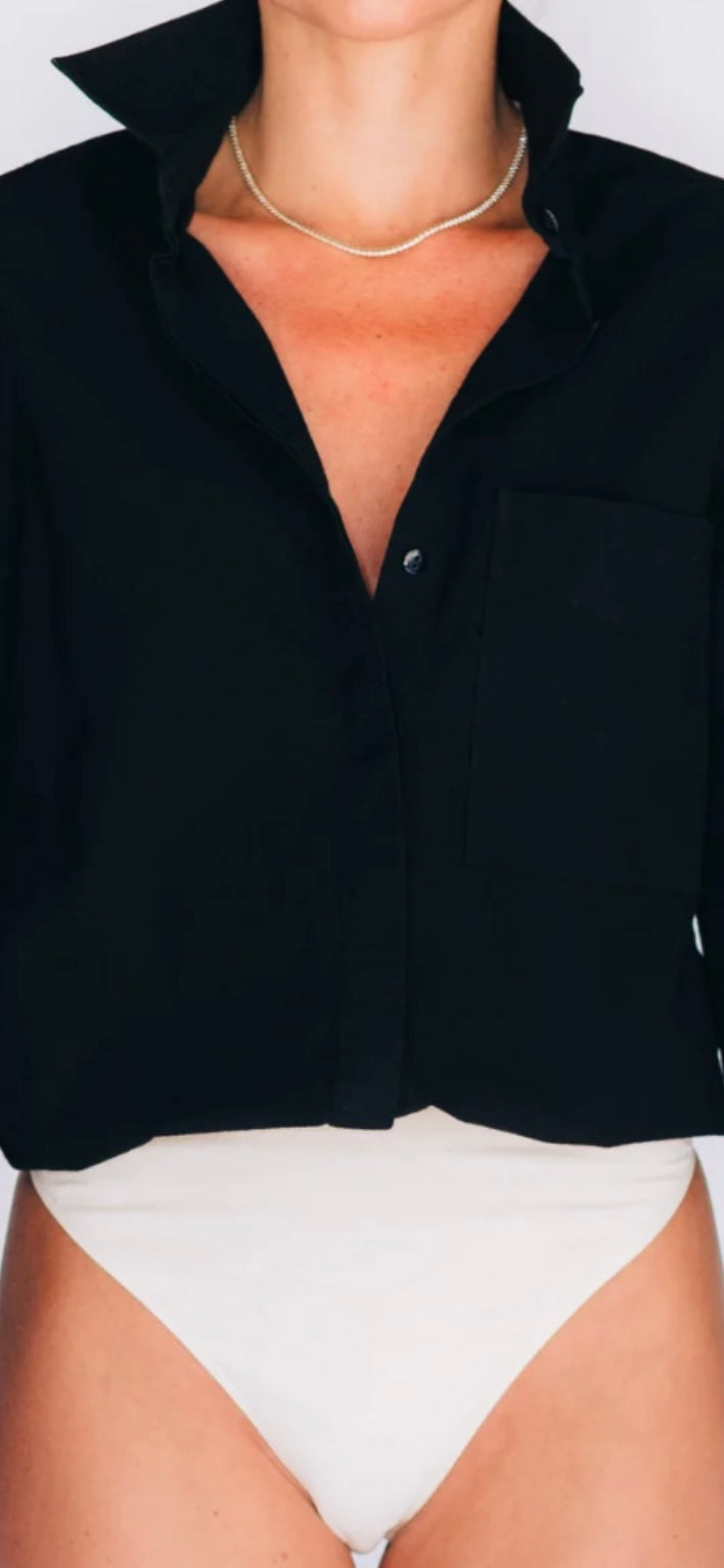 Hancock Black Button Down Bodysuit