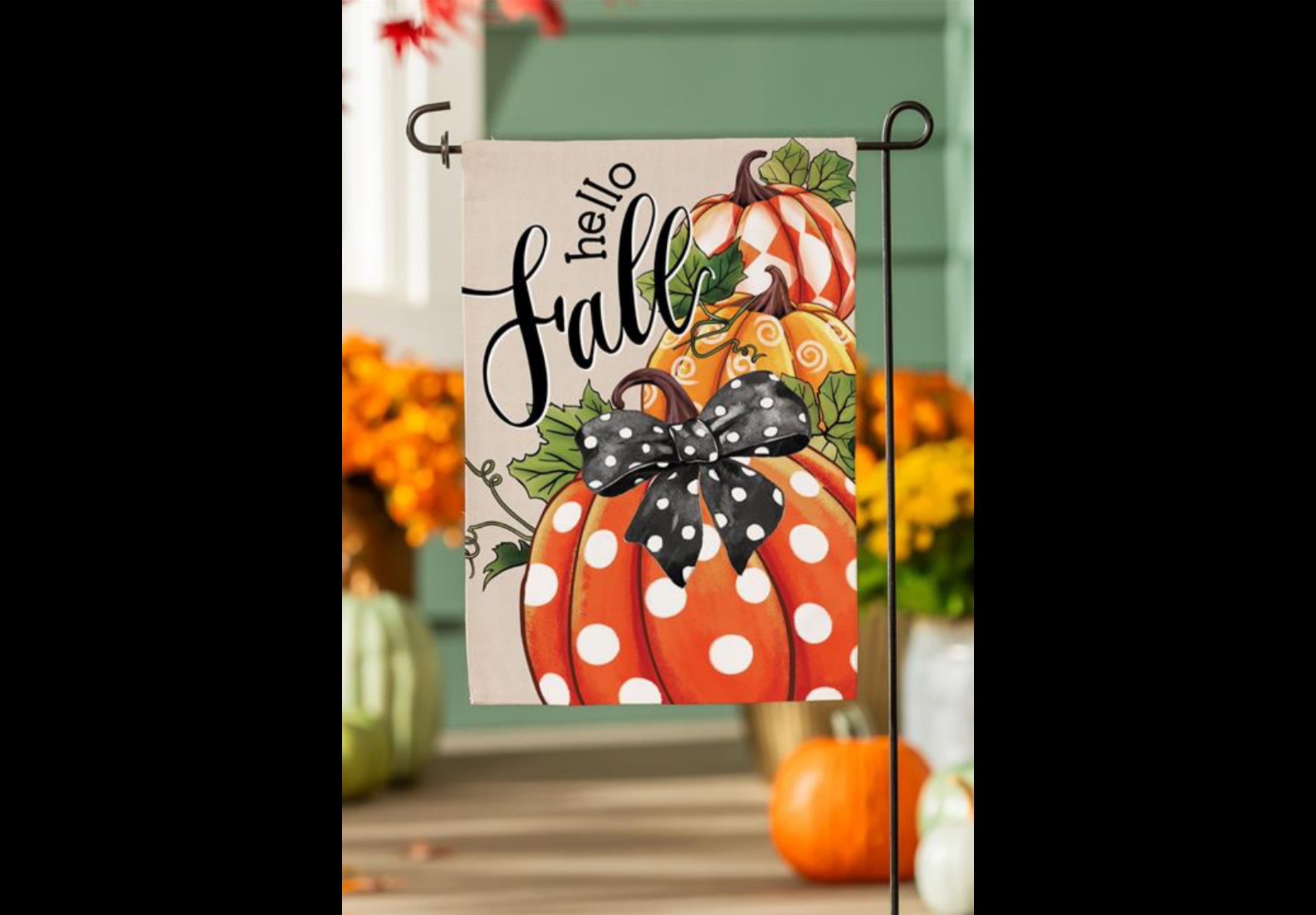 Patterned Pumpkins Burlap Garden Flag