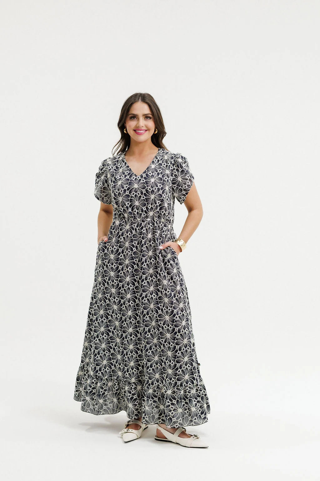 Azure Black and White Floral Dress