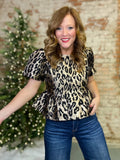THML Cheetah Print Textured Top