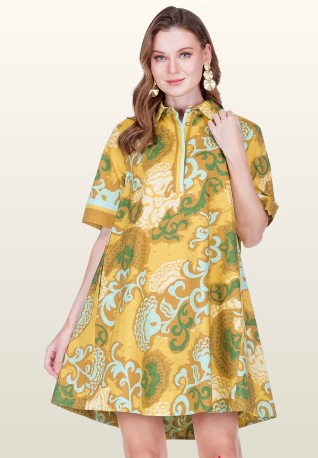 Joy& Joy Saffron Scroll Dress