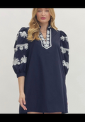 Entro Navy Blue Dress with White Floral
