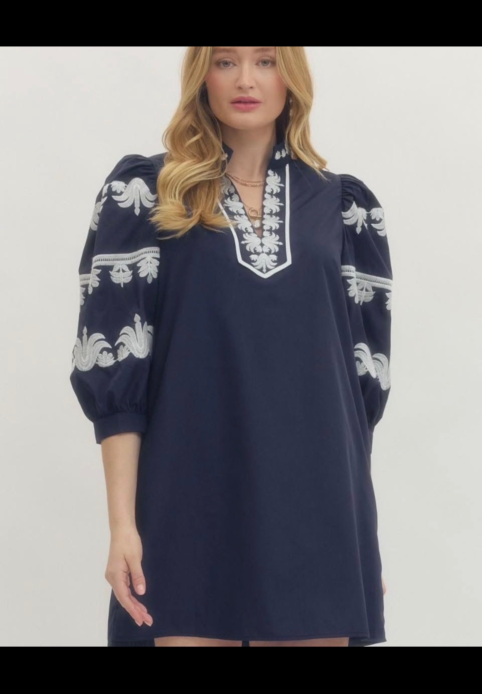 Entro Navy Blue Dress with White Floral