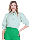 Jade Green Striped Blouse