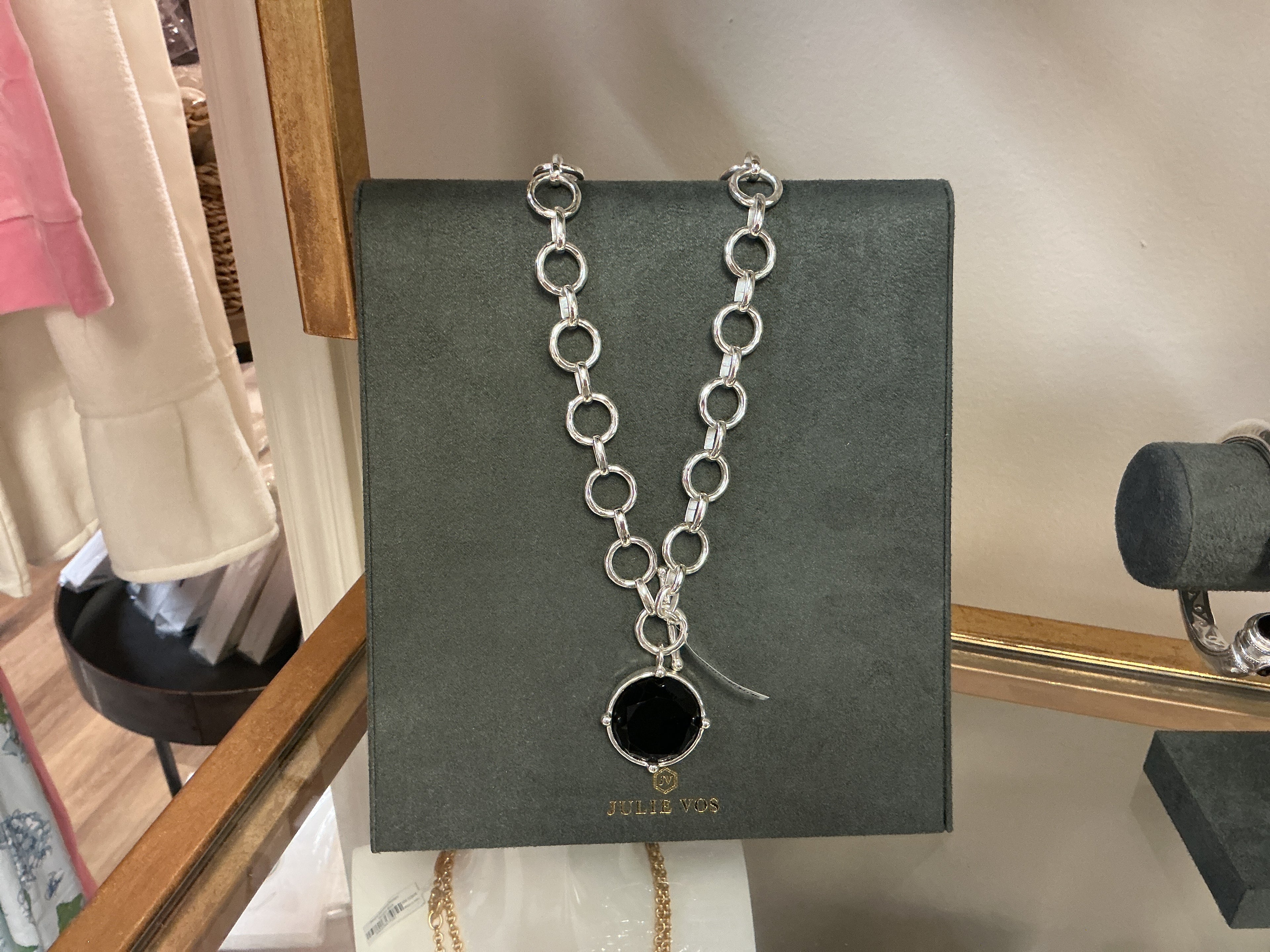 Julie Vos Silver Honeybee Obsidian Black statement Necklace