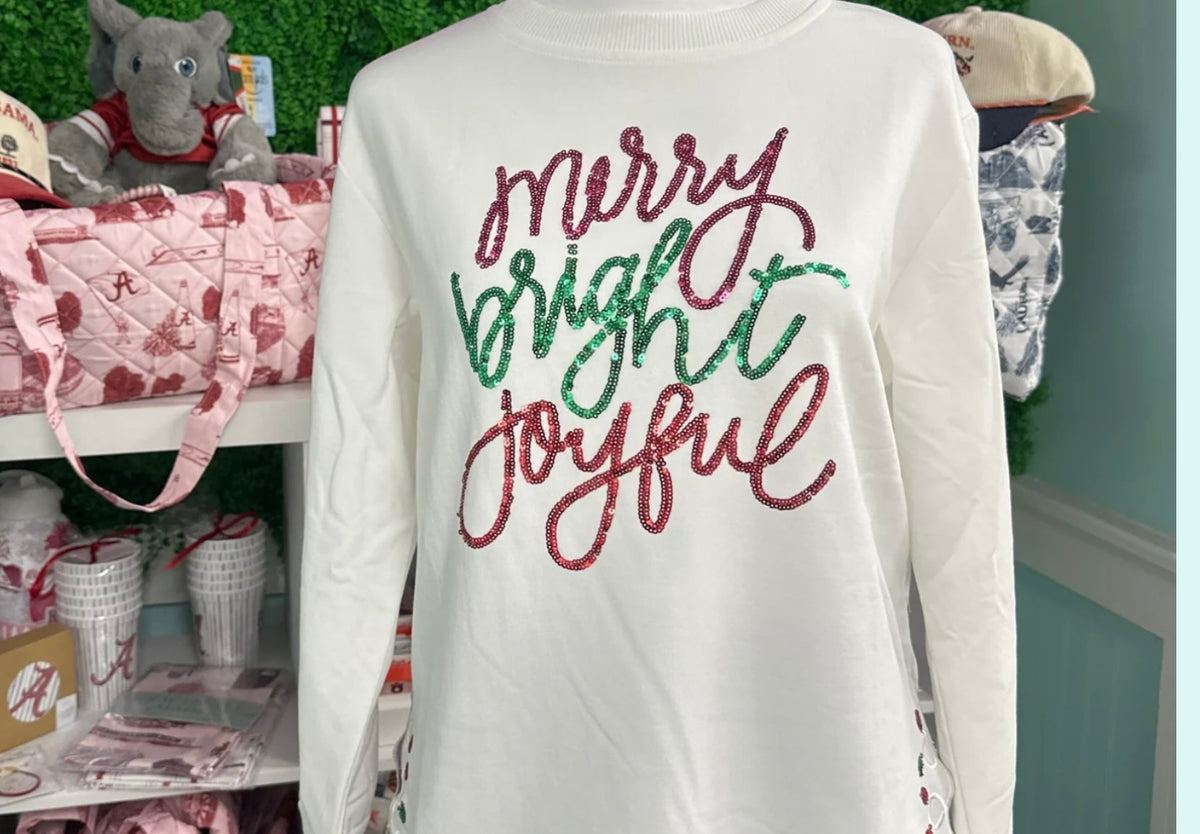 Mary Square Lakelyn Merry Bright Joyful Sweatshirt