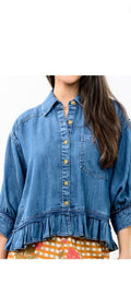 Ivy Jane Denim Jacket with Ruffle Peplum