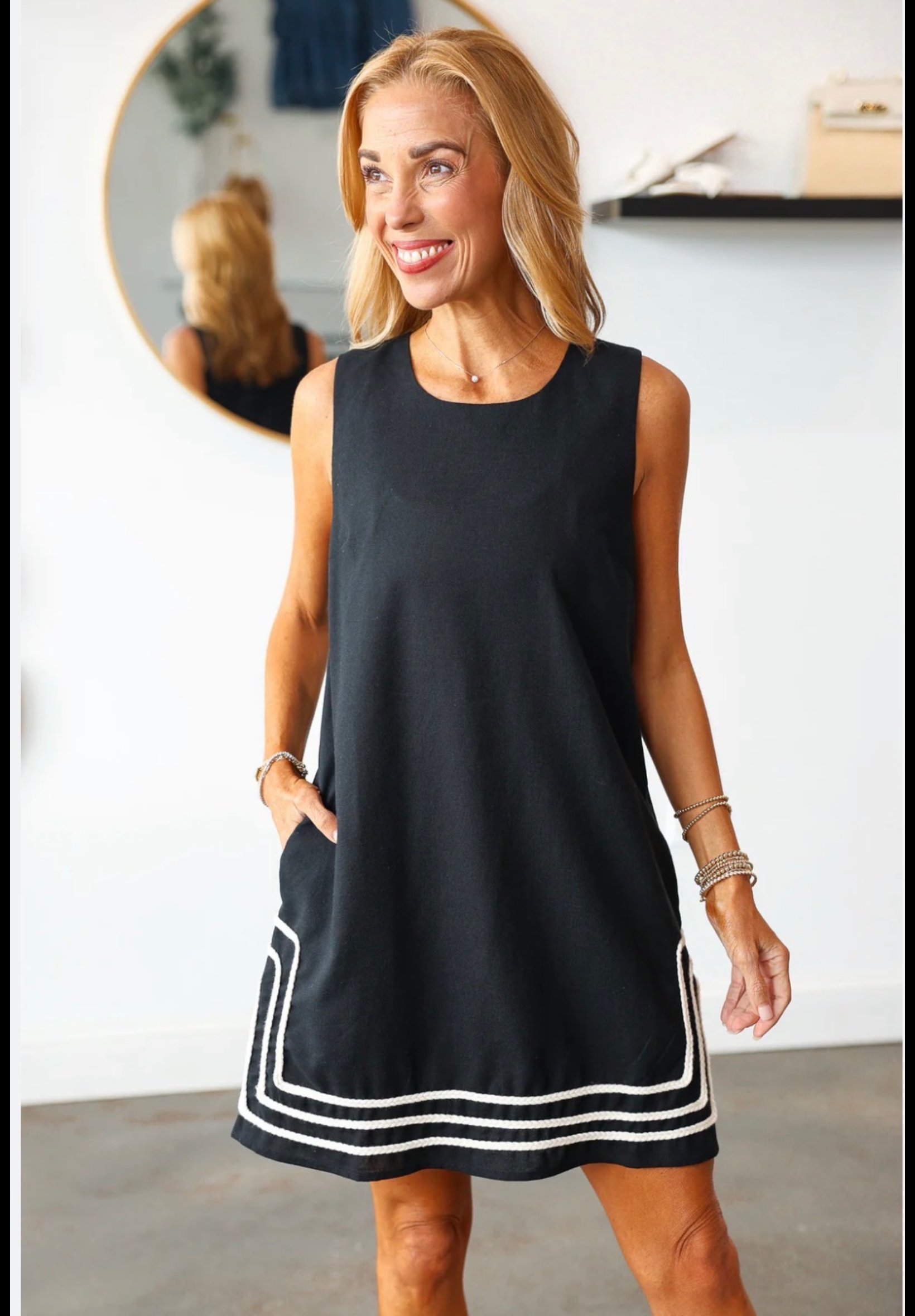 Entro Black Dress with White Outline