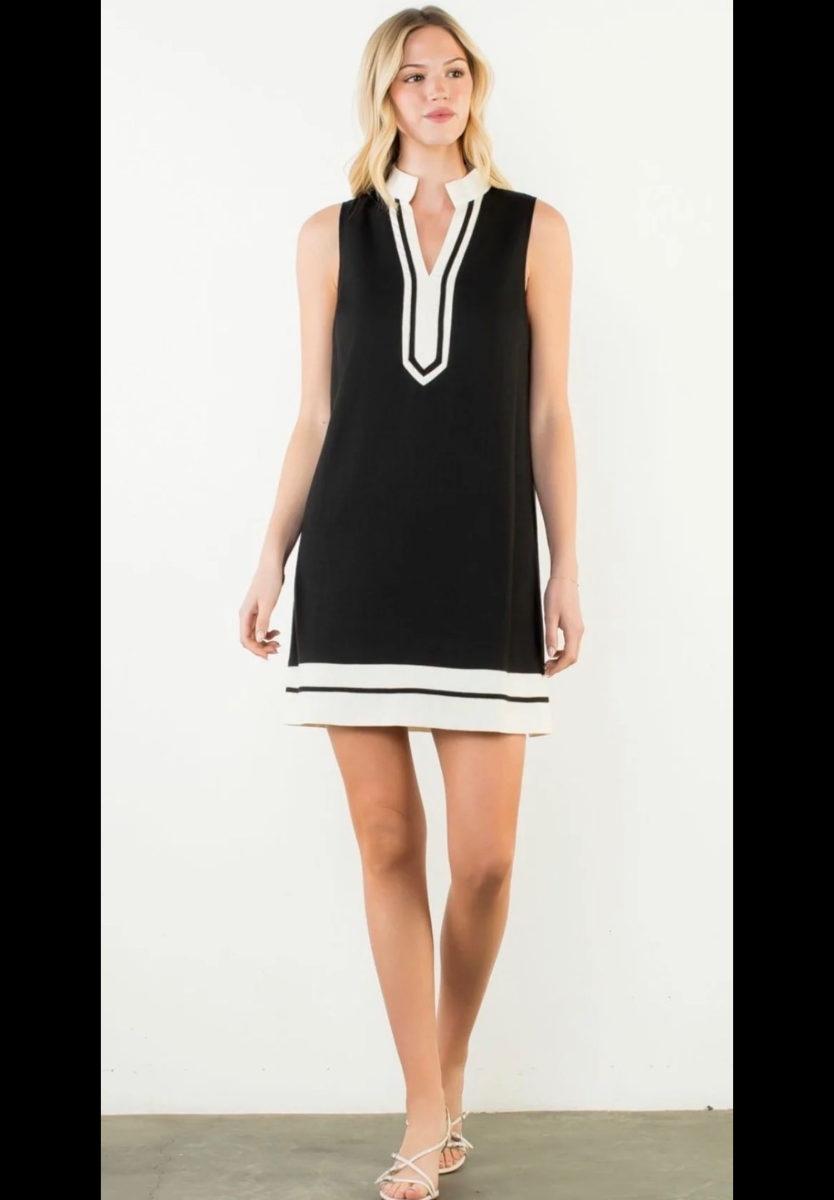 THML Black Dress with White Trim