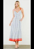 THML Thin Strap Striped Pattern Maxi Dress