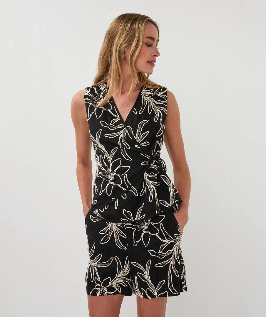 Esqualo Black Floral Sleeveless Top