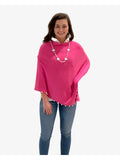 Liza Byrd Poncho Sweater with Pearl Trim