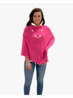 Liza Byrd Poncho Sweater with Pearl Trim