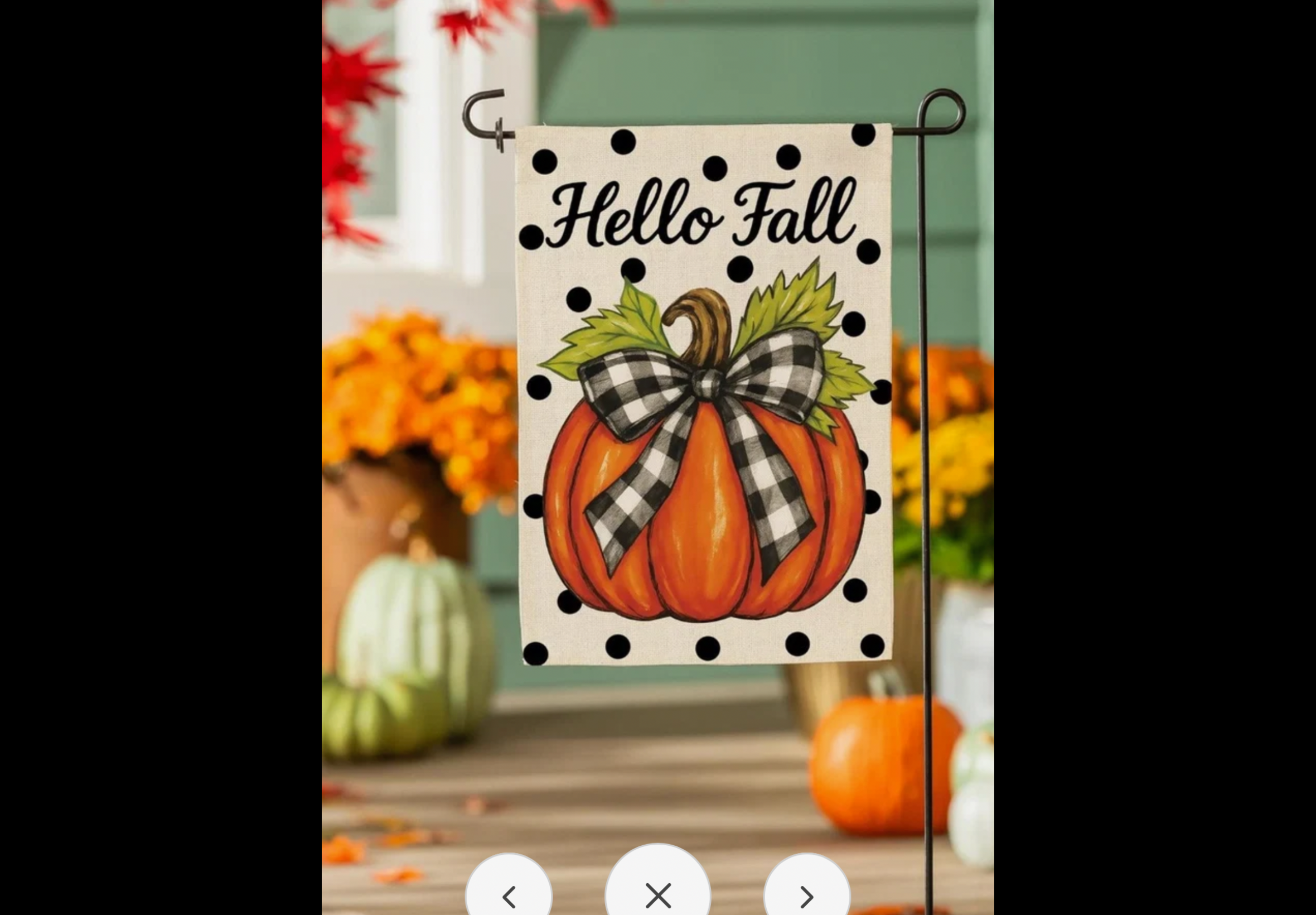 Checkered Bow Pumpkins Burlap Garden Flag