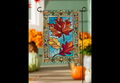 Autumn Leaves Stained Glass Burlap Garden Flag