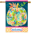 Pattern Jacobean Floral Pumpkin House Flag