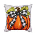 Checkered Bow Pumpkin Pillow Cover