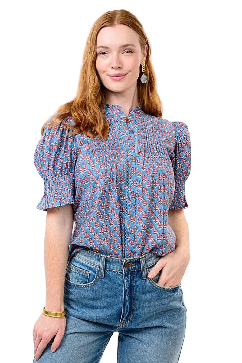 Ivy Jane Red and Blue Floral Top