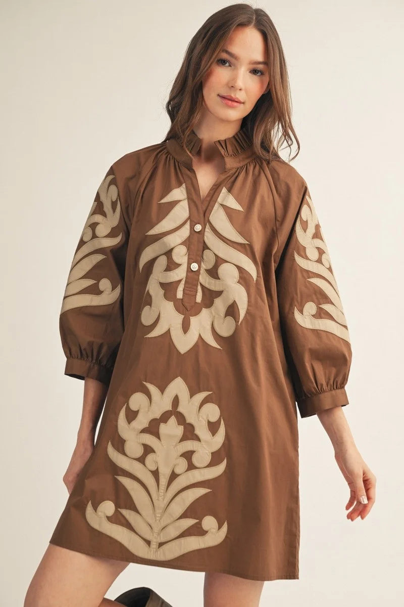 Jodifl Brown Pattern Dress