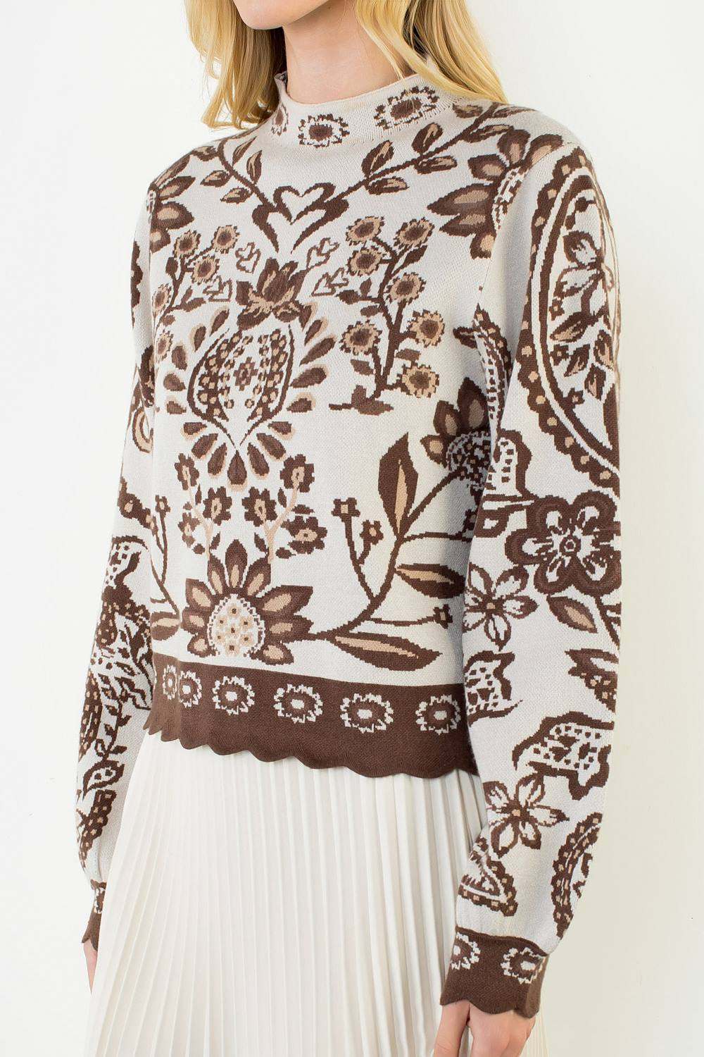 THML Long Sleeve Pattern Knitted Sweater