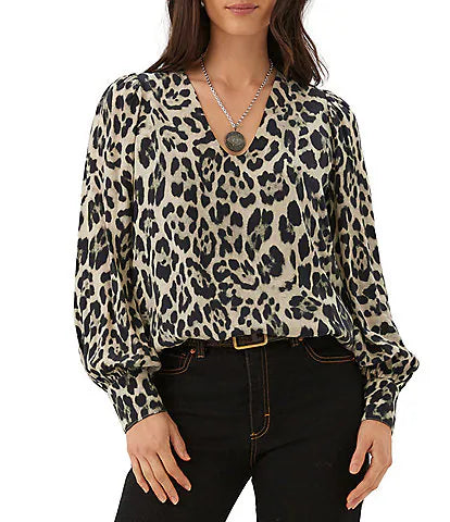 Karen Kane Guilded Forest Puff Sleeve Top