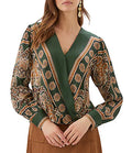 Karen Kane Guilded Forest Drape Front Top