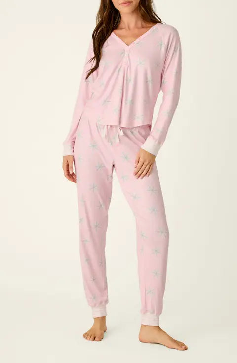 PJ Salvage Happy Pawlidays Baby Pink Pj set