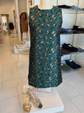 Jade Leopard Brocade Sleeveless Shift Dress