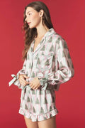Peach Love Tree and Stripe Gingham Satin Pj set