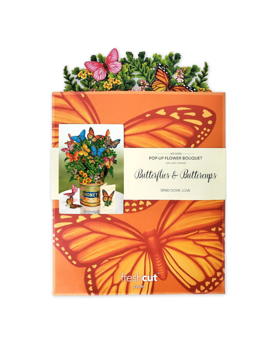 FreshCut Paper Butterflies And Buttercups Pop Up Bouquet