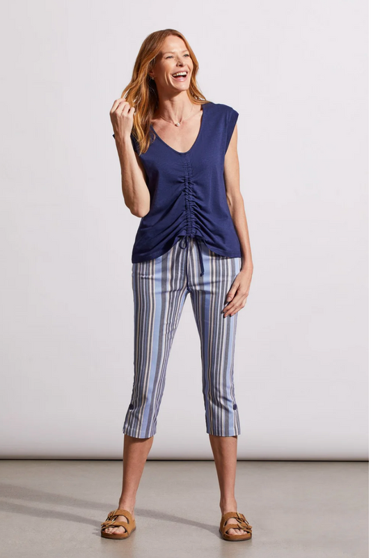 Tribal Sleeveless V-Neck With Ruching