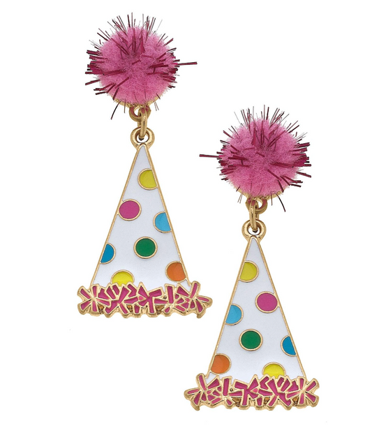 Canvas Birthday Hat Earrings