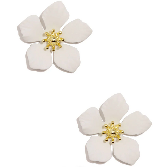 Zenzii White Flower Earrings