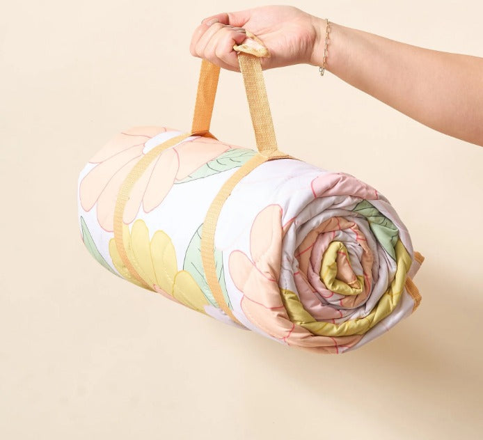 The Darling Effect On The Go Quilted Blanket in Orange Floral